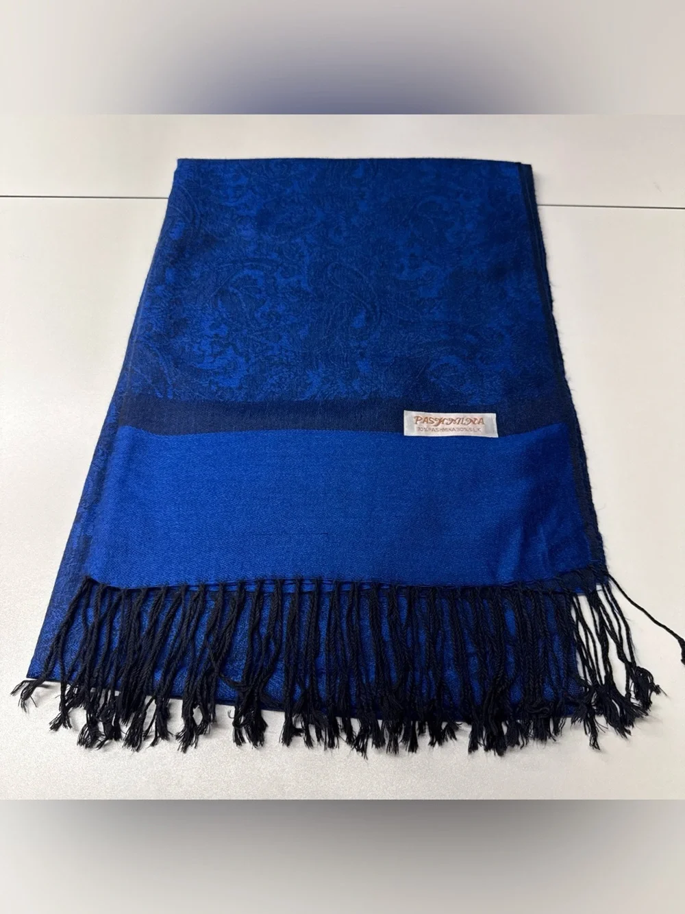 Pashmina Scarf Wrap Shawl Throw Blue‎ Paisley Fringe 26